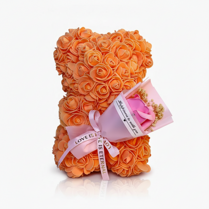 Artificial Rose Bear Table Decor for Valentine's Gift | Durable Floral Display for Romantic Home Accents
