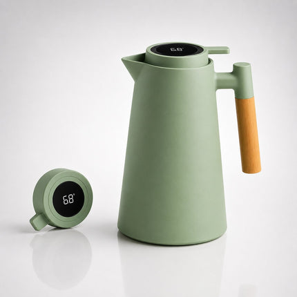Tea Kettle with Temperature Display, Hot Water Kettle for Coffee, Double Wall Insulated Carafe with Wooden Handle_05