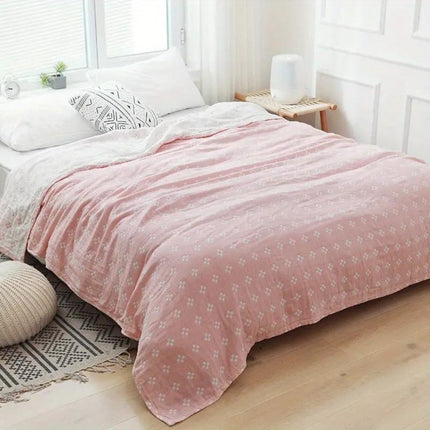 Cotton Throw Blanket with Geometric Pattern | Lightweight and Breathable Design for Ultimate Comfort