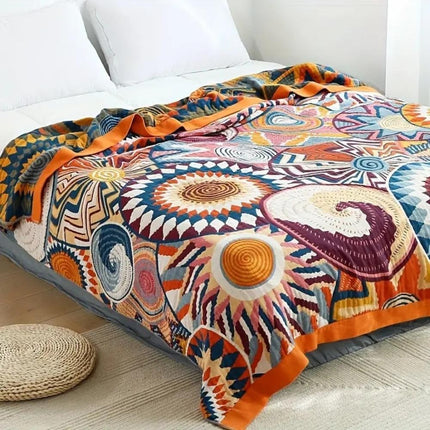 Cotton Throw Blanket with Soft Fluffy Texture | Lightweight All-Season Comfort for Sofa and Bedding