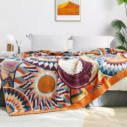 Cotton Throw Blanket with Soft Fluffy Texture | Lightweight All-Season Comfort for Sofa and Bedding