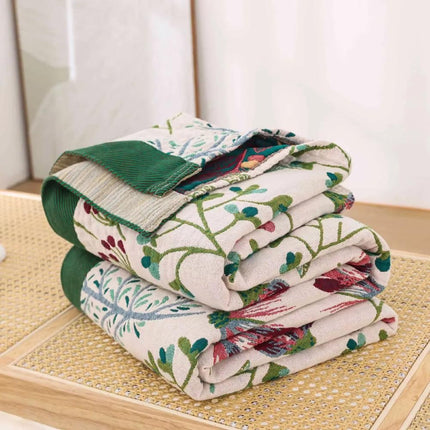 Organic Cotton Throw Blanket with Floral Design | Soft and Fluffy Comfort for Indoor and Outdoor Use