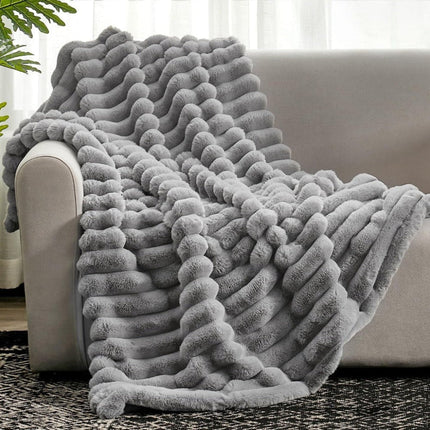 Cozy Plush Throw Blanket with Textured Design | Soft Oversized Blanket for Ultimate Comfort and Style