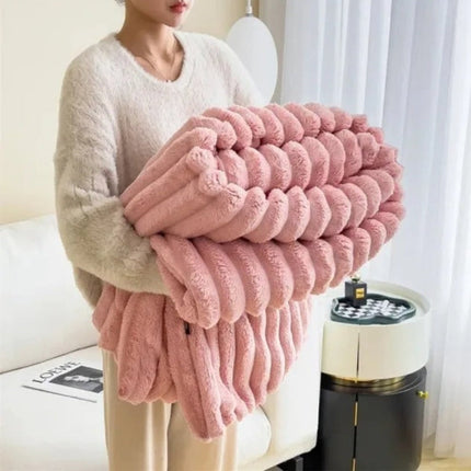 Cozy Plush Throw Blanket with Textured Design | Soft Oversized Blanket for Ultimate Comfort and Style