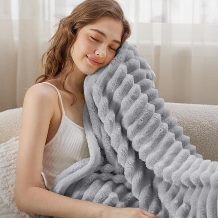 Cozy Plush Throw Blanket with Textured Design | Soft Oversized Blanket for Ultimate Comfort and Style