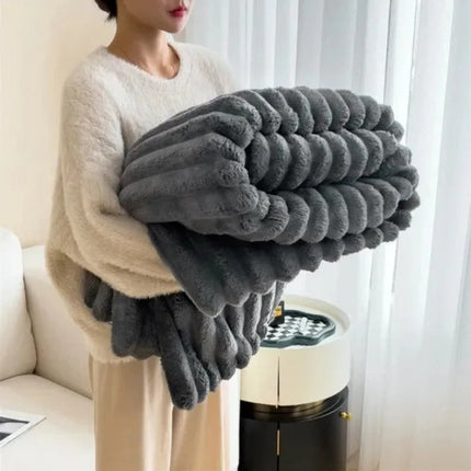 Cozy Plush Throw Blanket with Textured Design | Soft Oversized Blanket for Ultimate Comfort and Style