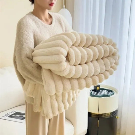 Cozy Plush Throw Blanket with Textured Design | Soft Oversized Blanket for Ultimate Comfort and Style