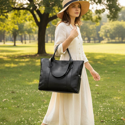 Tote Bag Shoulder Handbag with Zip Pockets | Spacious Everyday Carry for Work and Travel