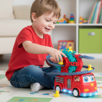 Interactive Fire Truck Toy Car with Lights & Music | Engaging Educational Playset for Toddlers