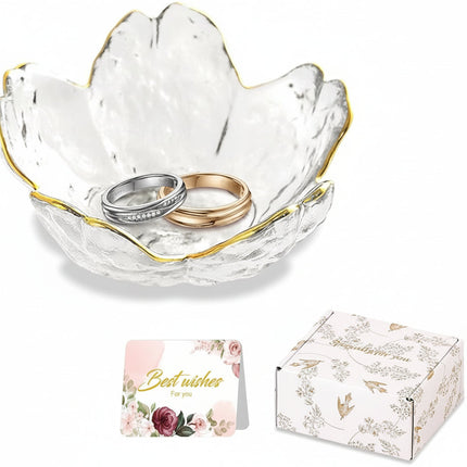 Flower-Shaped Jewelry Dish with Decorative Design | Compact Ring Holder Tray for Organized Storage