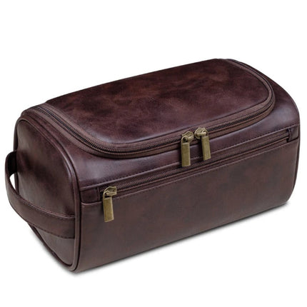 Leather Travel Toiletry Bag with Hanging Hook | Compact Organizer for Grooming and Cosmetics