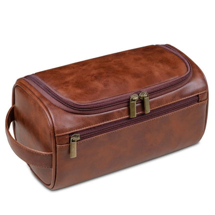 Leather Travel Toiletry Bag with Hanging Hook | Compact Organizer for Grooming and Cosmetics