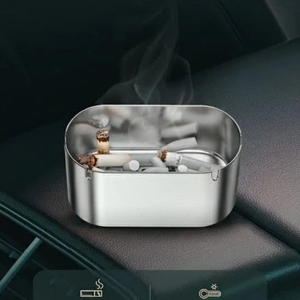 Car Door Ashtray with Windproof Lid, Compact Stick-On Cup with Removable Stainless Steel Insert for Easy Cleaning