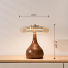 Table Lamp for Living Room, Modern Glass Table Lamp with Brass and Wood Base, Warm White LED Bedside Table Lamp_01