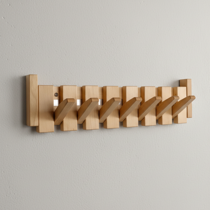 Wall-Mounted Wooden Coat Rack with Piano-Inspired Design | Space-Saving Hooks for Entryways and Bedrooms