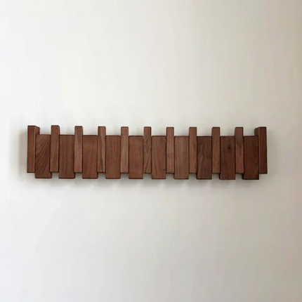 Wall-Mounted Wooden Coat Rack with Piano-Inspired Design | Space-Saving Hooks for Entryways and Bedrooms