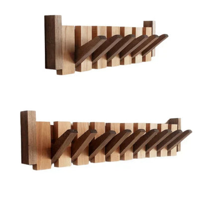 Wall-Mounted Wooden Coat Rack with Piano-Inspired Design | Space-Saving Hooks for Entryways and Bedrooms