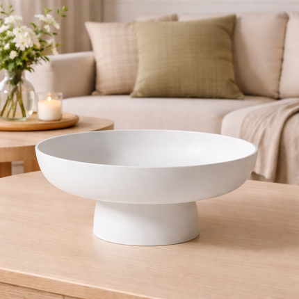 Retro Ceramic Fruit Bowl with Raised Pedestal Design | Stylish Serving Bowl for Kitchen Counter Display