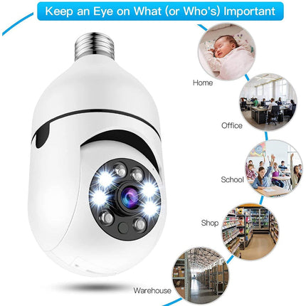 Wireless Security Camera Lightbulb with 1080P Resolution | 360-Degree Night Vision for Indoor and Outdoor Monitoring