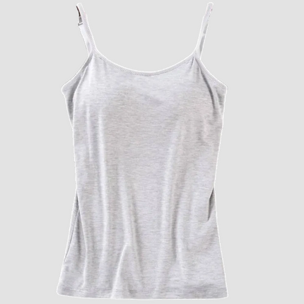 Women's Built-In Bra Camisole with Adjustable Straps | Comfortable Layering Undergarment for Everyday Wear