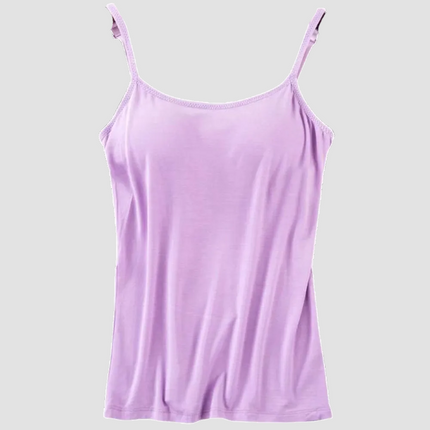 Women's Built-In Bra Camisole with Adjustable Straps | Comfortable Layering Undergarment for Everyday Wear