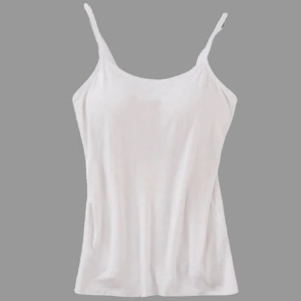 Women's Built-In Bra Camisole with Adjustable Straps | Comfortable Layering Undergarment for Everyday Wear