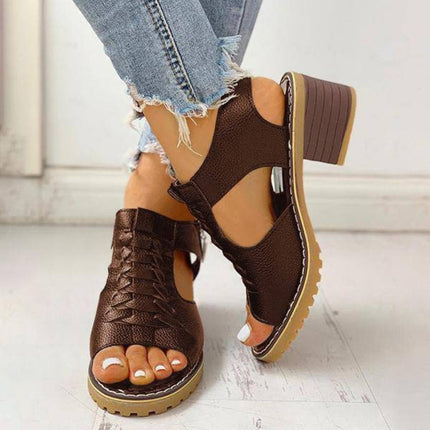 Women's Chunky Heeled Sandals with Peep Toe & Zipper Closure | Stylish Comfort for Everyday Wear