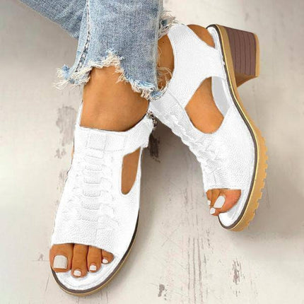 Women's Chunky Heeled Sandals with Peep Toe & Zipper Closure | Stylish Comfort for Everyday Wear