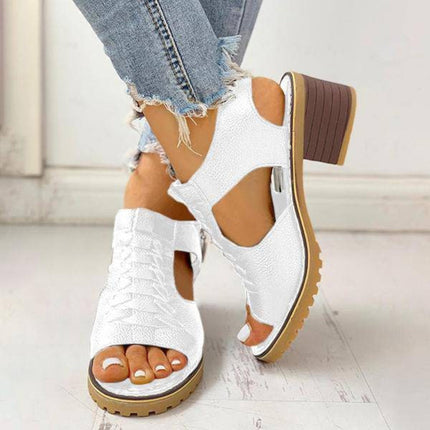 Women's Chunky Heeled Sandals with Peep Toe & Zipper Closure | Stylish Comfort for Everyday Wear