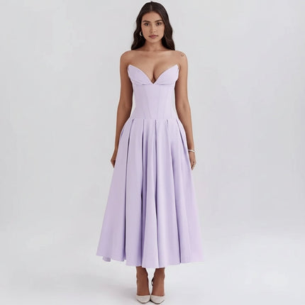 Off-the-Shoulder Midi Cocktail Dress with Structured Fit | Elegant Party Dress for Special Occasions