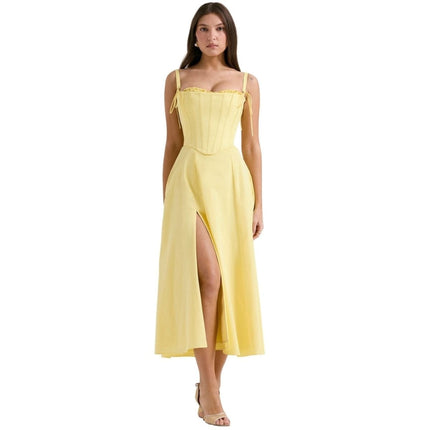 Off-the-Shoulder Midi Cocktail Dress with Structured Fit | Elegant Party Dress for Special Occasions