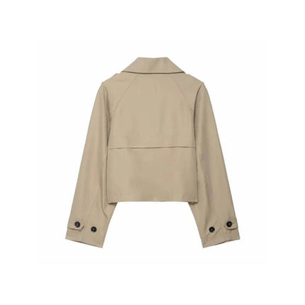 Women's Cropped Trench Coat with Double-Breasted Design | Elegant Outerwear for Autumn and Winter Fashion