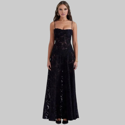 Elegant Maxi Dress Evening Gown with Spaghetti Straps | Formal Wear for Weddings and Special Occasions