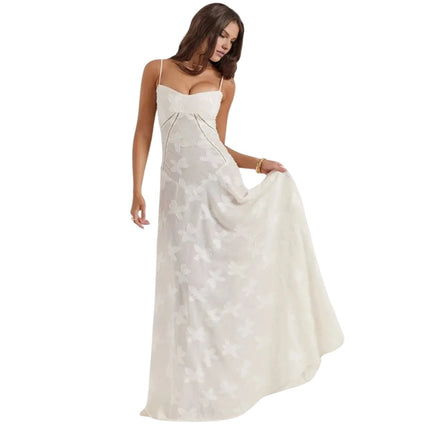 Elegant Maxi Dress Evening Gown with Spaghetti Straps | Formal Wear for Weddings and Special Occasions