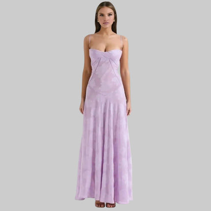 Elegant Maxi Dress Evening Gown with Spaghetti Straps | Formal Wear for Weddings and Special Occasions