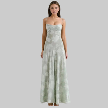 Elegant Maxi Dress Evening Gown with Spaghetti Straps | Formal Wear for Weddings and Special Occasions