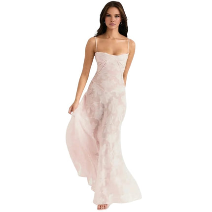 Elegant Maxi Dress Evening Gown with Spaghetti Straps | Formal Wear for Weddings and Special Occasions