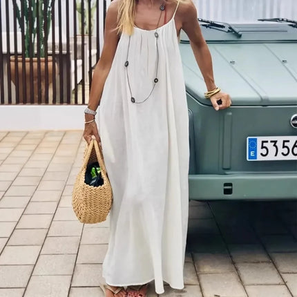 Casual Sleeveless Maxi Dress with Spaghetti Straps | Effortless Beach Style for Summer Outfits