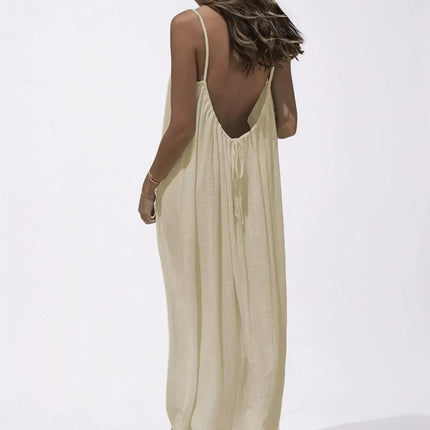 Casual Sleeveless Maxi Dress with Spaghetti Straps | Effortless Beach Style for Summer Outfits