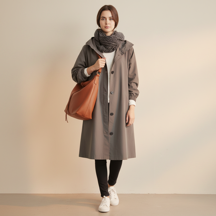 Waterproof Women's Trench Coat with Hood | Stylish Rain Protection for Chilly Days