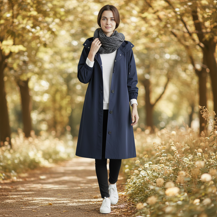 Waterproof Women's Trench Coat with Hood | Stylish Rain Protection for Chilly Days