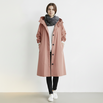 Waterproof Women's Trench Coat with Hood | Stylish Rain Protection for Chilly Days