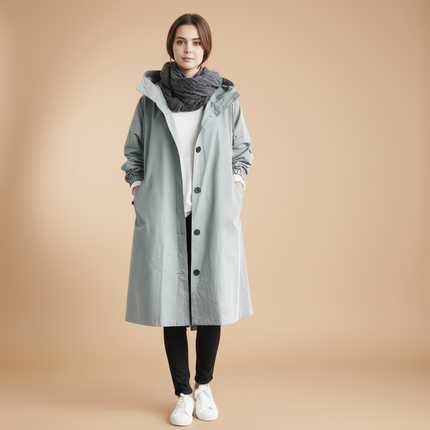 Waterproof Women's Trench Coat with Hood | Stylish Rain Protection for Chilly Days