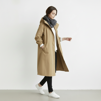 Waterproof Women's Trench Coat with Hood | Stylish Winter Outerwear for Weather Protection