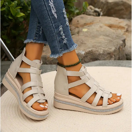 Women's Platform Wedge Sandals with Adjustable Strap | Open Toe Design for Comfortable Height and Versatile Styling