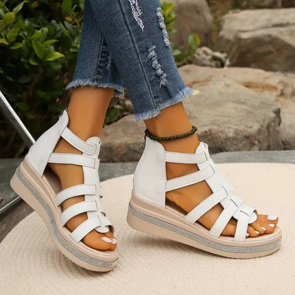 Women's Platform Wedge Sandals with Adjustable Strap | Open Toe Design for Comfortable Height and Versatile Styling