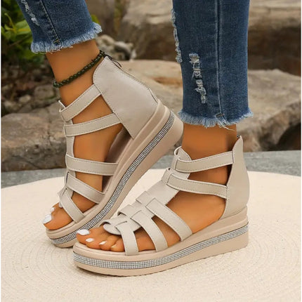 Women's Platform Wedge Sandals with Adjustable Strap | Open Toe Design for Comfortable Height and Versatile Styling