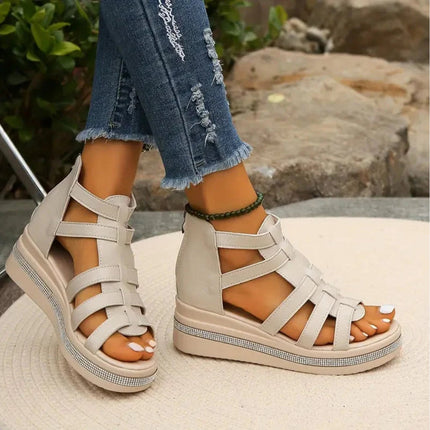 Women's Platform Wedge Sandals with Adjustable Strap | Open Toe Design for Comfortable Height and Versatile Styling