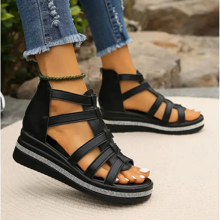 Women's Platform Wedge Sandals with Adjustable Strap | Open Toe Design for Comfortable Height and Versatile Styling