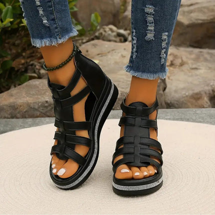 Women's Platform Wedge Sandals with Adjustable Strap | Open Toe Design for Comfortable Height and Versatile Styling